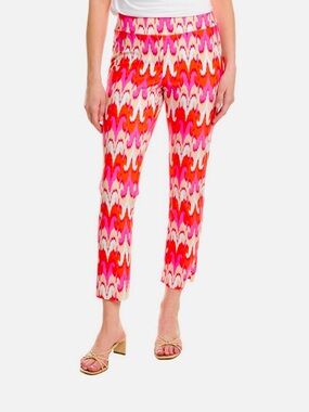 NWT Jude Connally Pink & Red Cropped Printed Ankle Pants Sz S